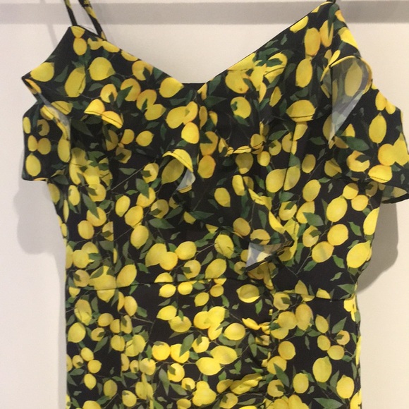 Parker lemon print ruched ruffle mini dress - Picture 4 of 4